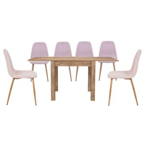 Kubu Extending Dining Table and 6 Ludlow Chairs - Pink