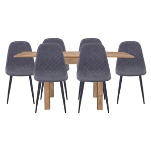 Kubu Extending Dining Table and 6 Perth Chairs - Grey