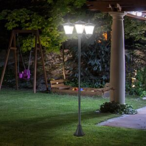 Outsunny 3-Solar Powered Lamp Post, IP44, 51.5Lx47Wx182.5H cm-Black