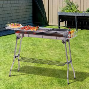 Outsunny Portable Folding Charcoal BBQ Grill Stainless Steel Camp Picnic Cooker