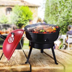 Outsunny Metal Portable Tripod Charcoal BBQ Grill Black Red