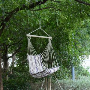 Outsunny Hanging Swing Chair-Brown/White Stripes
