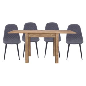 Kubu Extending Dining Table and 4 Perth Chairs - Grey
