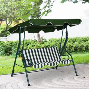 Outsunny Steel 3-Seater Swing Chair w/ Canopy Green