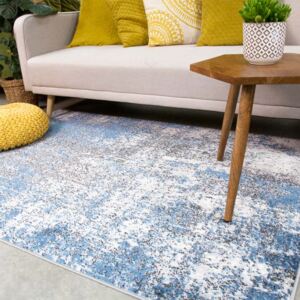 Modern Blue Abstract Distressed Living Room Rug - Enzo