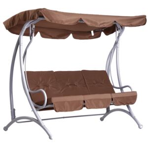 Outsunny 3 Seater Garden Swing Chair Metal Bench Coffee Outdoor Patio Swinging Hammock Cushioned Bench Seat