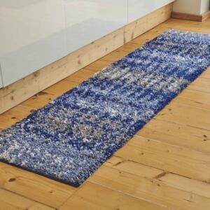 Navy Distressed Textured Shaggy Runner Rug - Florence