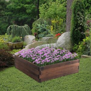 Outsunny Wooden Raised Garden Bed Planter Grow Containers for Outdoor Patio Plant Flower Vegetable Pot 80 x 80 x 22.5cm