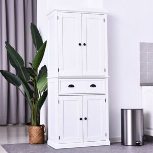 HOMCOM MDF Colonial Freestanding Kitchen Pantry Cabinet White