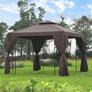 Outsunny 3x3 m Gazebo W/Side Panel-Brown