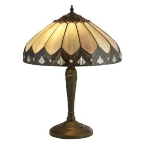 Searchlight 6706-40 Pearl Small Table Lamp In Antique Brass With Tiffany Glass - H: 530mm