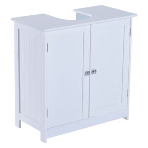 HOMCOM Toilet Bathroom Cabinet Tissue Storage Wooden Floor Stand White