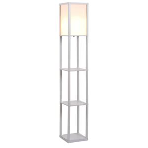 HOMCOM 4-Tier Floor Lamp, Floor Light with Storage Shelf, Reading Standing Lamp for Living Room, Bedroom, Kitchen, Dining Room, Office, Dorm, White