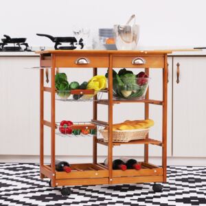 Homcom Wooden Kitchen Trolley Cart Drawers, 3 Shelves