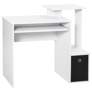 HOMCOM Computer Desk with Sliding Keyboard Tray Storage Drawer Shelf Home Office Workstation White