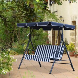 Outsunny Steel 3-Seater Swing Chair w/ Adjustable Canopy Blue