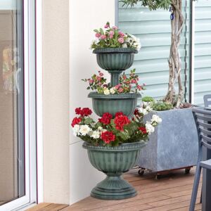 Outsunny 3-tier Chelsea Planter Flowers Outdoor Organisation Terrace Patio Balcony Indoors Green