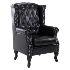HOMCOM PU Leather Vintage Style High Back Armchair-Black