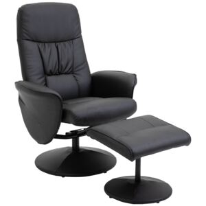 HOMCOM Executive Recliner Chair High Back and Footstool Armchair Lounge Seat Black