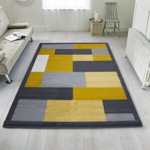 Yellow Grey Modern Geometric Bedroom Rugs - Milan