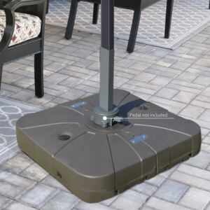 Outsunny Square Cantilever Patio Umbrella Base Water or Sand Filled with Wheels Crossbar Heavy-Duty Umbrella Stand