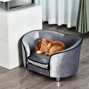 Pawhut Pet Sofa, Plush-Light Grey