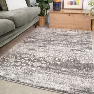 Grey Distressed Pattern Living Room Rug - Bombay