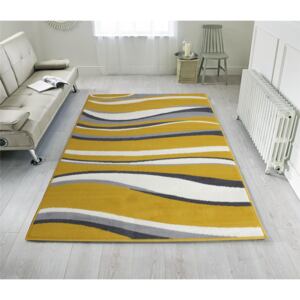 Yellow Waves Modern Living Room Rug - Milan