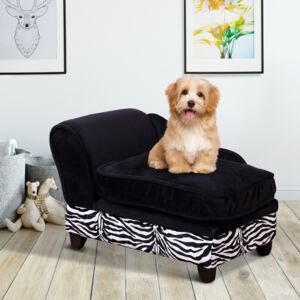 PawHut Fabric Pet Sofa, 57L x 34W x 36H cm-Black,Zebra-stripe