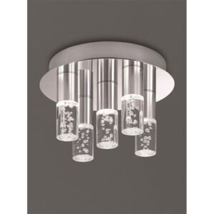 C5764 Chrome Semi Flush Ceiling Light With 5 Satin Nickel Bubbled Effect Stems