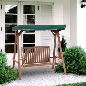 Outsunny Fir Wood 2-Seater Outdoor Garden Swing Chair w/ Canopy Green