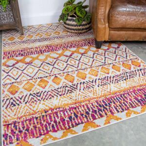 Faded Distressed Colourful Aztec Pattern Rug - Oscar