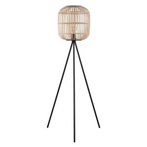 Eglo 43219 Bordesley 1 Light Tripod Style Floor Light In Natural Wood And Black
