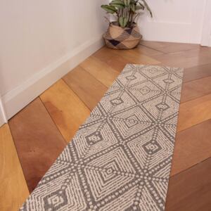 Grey Diamond Woven Recycled Cotton Runner Rug - Kendall