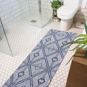 Blue Diamond Woven Recycled Cotton Rug - Kendall