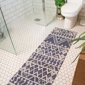 Blue Aztec Tribal Woven Recycled Cotton Rug - Kendall