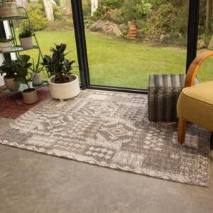 Brown Natural Tribal Woven Recycled Cotton Rug - Kendall