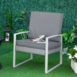 Outsunny 2 Piece Cushion 1 Seat Cushion 1 Back Pad for Rattan Sofa Chair, Indoor and Outdoor Use, Dark Grey