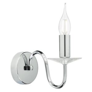 PIQ0750 Pique 1 Light Wall Light In Polished Chrome And Crystal Bobeche