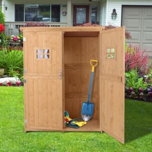 Outsunny Garden Shed W/Double Door, Pine Wood, 127.5Lx50Wx164H cm