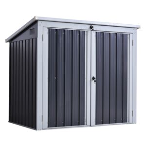 Outsunny Outdoor Steel Garden Storage Shed With Double Door & Lid Dustbin Rubbish Cover for 2 Trash Cans