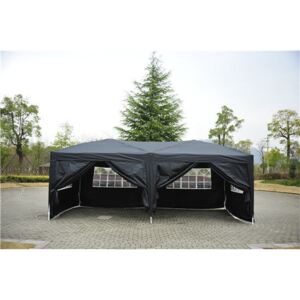 Outsunny 3 x 6m Garden Heavy Duty Pop Up Gazebo Marquee Party Tent Wedding Water Resistant Awning Canopy-Black