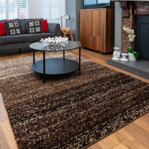Brown Striped Mottled Shaggy Living Room Rug - Murano