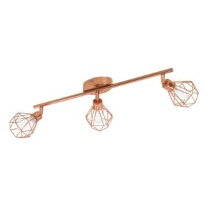 Eglo 95547 Zapata Three Light Ceiling Bar Light In Copper With White Satinated Glass