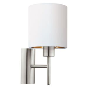 Eglo 95053 Pasteri One Light Wall Light In Satin Nickel With White And Copper Shade