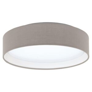 Eglo 31589 Pasteri One Light Flush Ceiling Light In White With Taupe Fabric Shade