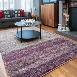Striped Mottled Thick Shaggy Living Room Rugs - Choose Your Colour