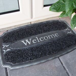 Rubber Welcome Black Outdoor Entrance Doormat - Rubber Mat