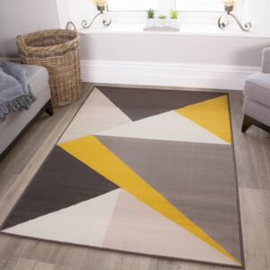 Geometric Yellow and Grey Rugs - Clearance