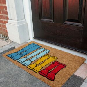 Colourful Wellies Coir Outdoor Entrance Doormat - Coir